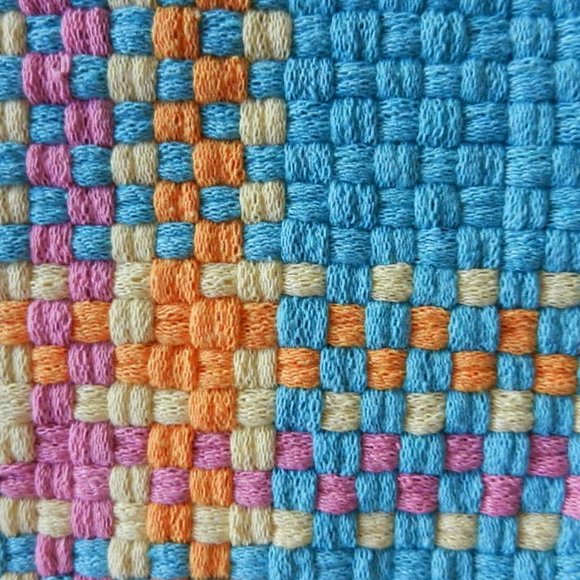 Set of 2 Handmade Artisan Cotton Woven Loomed Easter Potholders Hot Pads Trivets - Picture 4 of 7